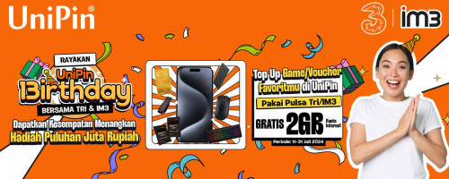 Dapatkan Kado Spesial 2GB Hanya dengan Top Up Game/Voucher Favoritmu di UniPin Pakai Pulsa Tri/IM3!